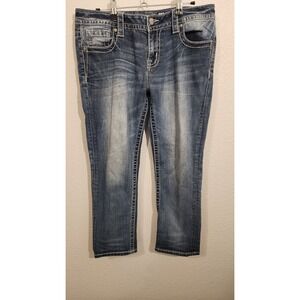 Miss Me Womens Jeans Easy‎ Crop Blue Denim Stone Wash 29